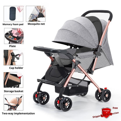 Two-way Baby Stroller, Sit And Lie, Foldable Lightweight Stroller