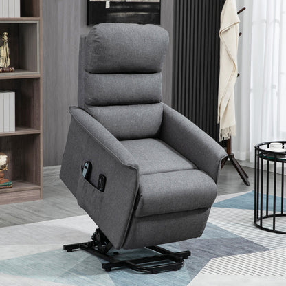 Power Lift Chair with Vibration Massage, Fabric Upholstered Recliner Chair for Elderly with Remote Control, Side Pockets, Grey