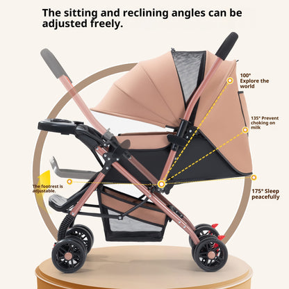 Two-way Baby Stroller, Sit And Lie, Foldable Lightweight Stroller